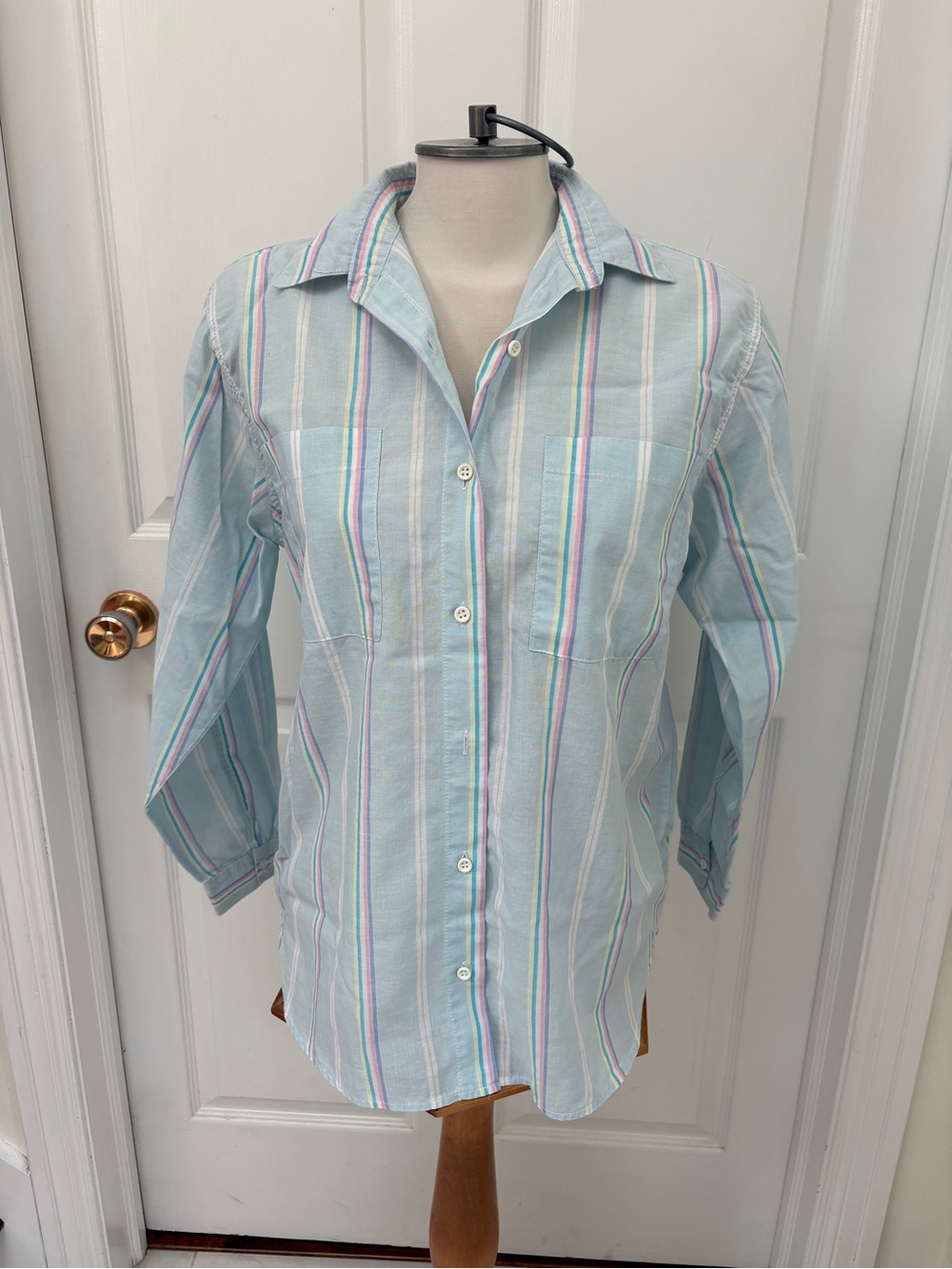 Jeffrey Rogers Light Blue Striped Button-Down Shirt - Women